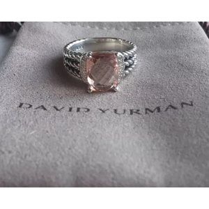 David Yurman Petite Wheaton Ring Morganite Size 7